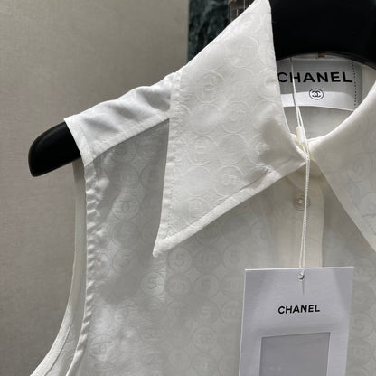 25ss Jacquard collar sleeveless shirt
