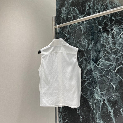 25ss Jacquard collar sleeveless shirt