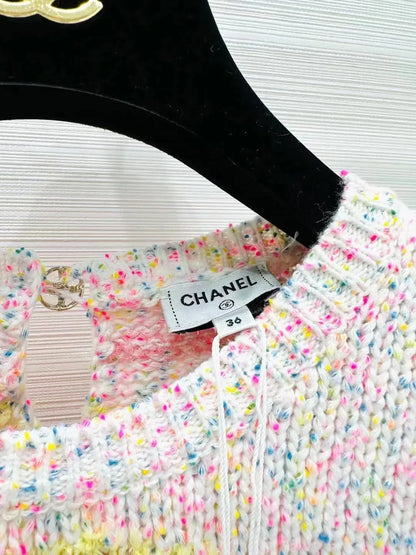 25ss Color blocked knitted suit