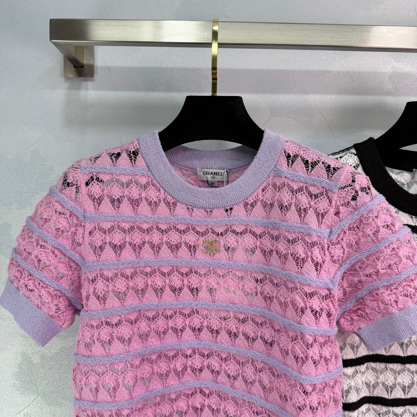 25SS Hollow out design short sleeves