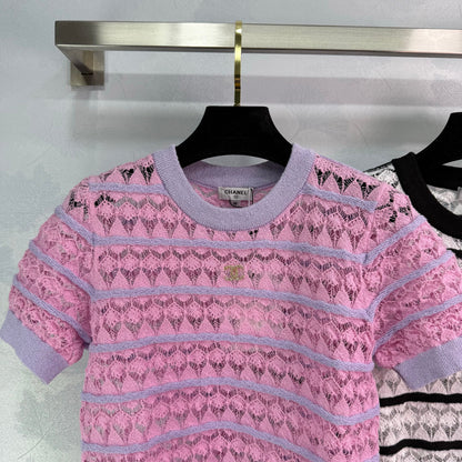 25SS Hollow out design short sleeves
