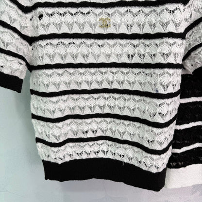 25SS Hollow out design short sleeves