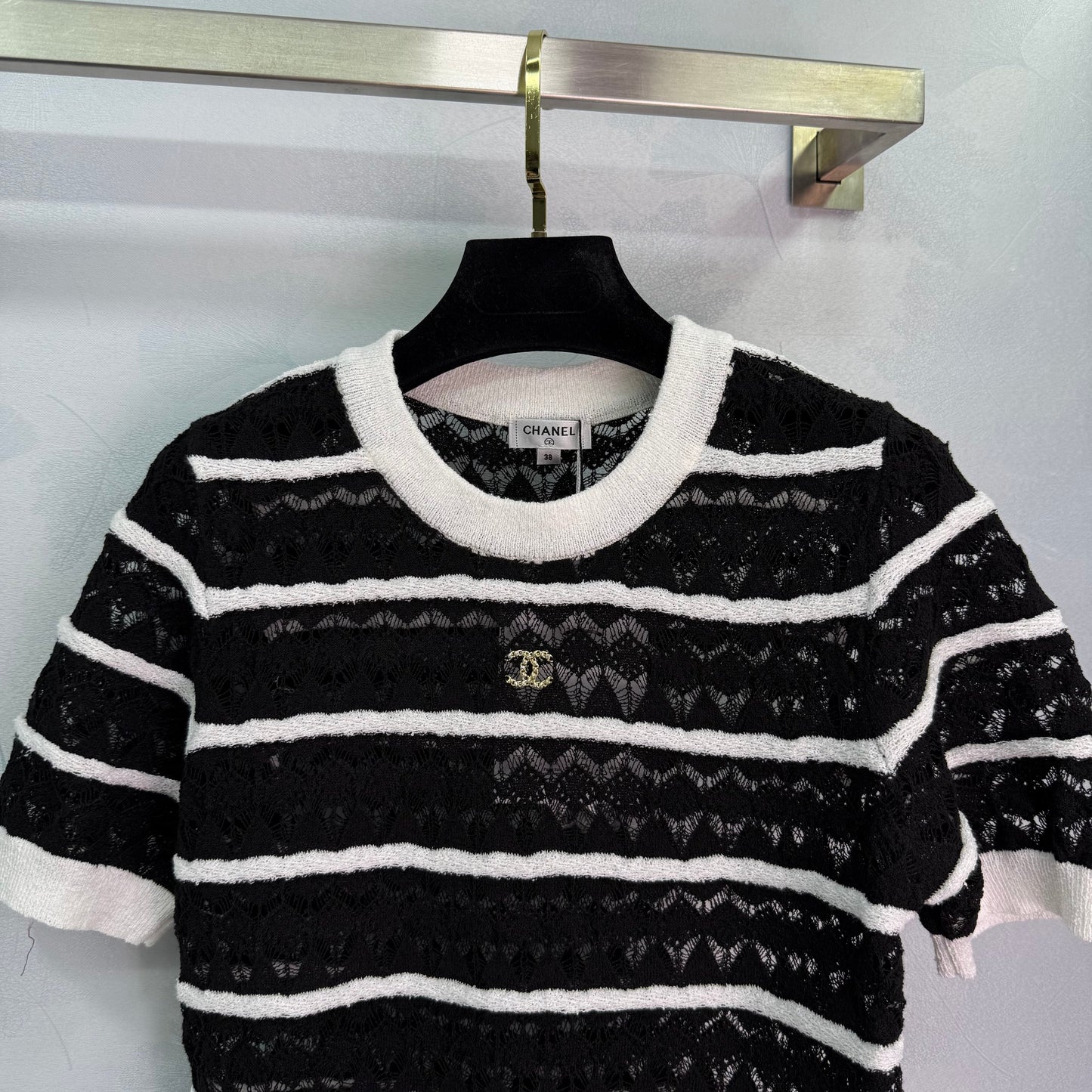 25SS Hollow out design short sleeves