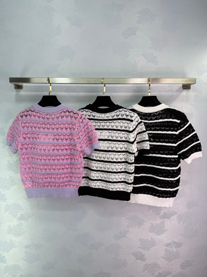 25SS Hollow out design short sleeves