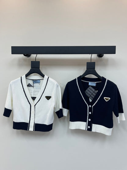 25SS V-neck short sleeved cardigan
