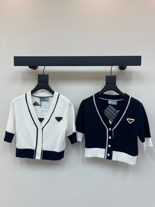 25SS V-neck short sleeved cardigan