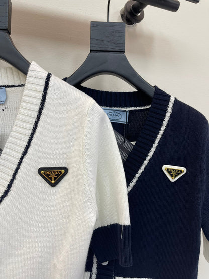25SS V-neck short sleeved cardigan