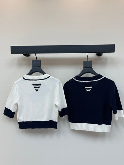 25SS V-neck short sleeved cardigan