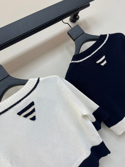 25SS V-neck short sleeved cardigan