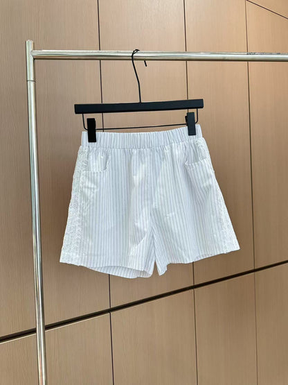 25ss Embroidered striped shirt shorts set!