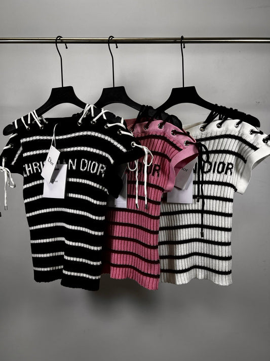 25SS Striped knitted top