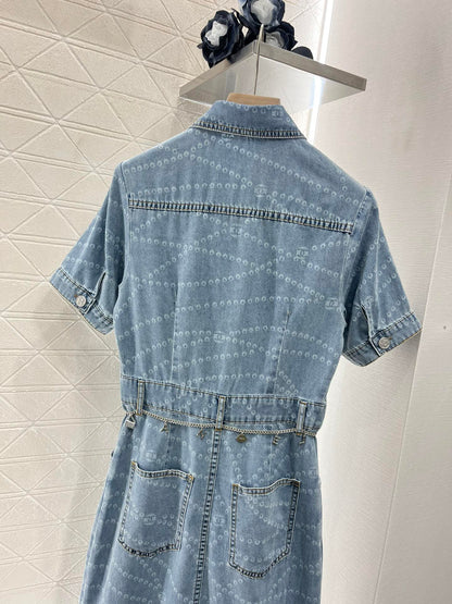 25SS Chain denim dress