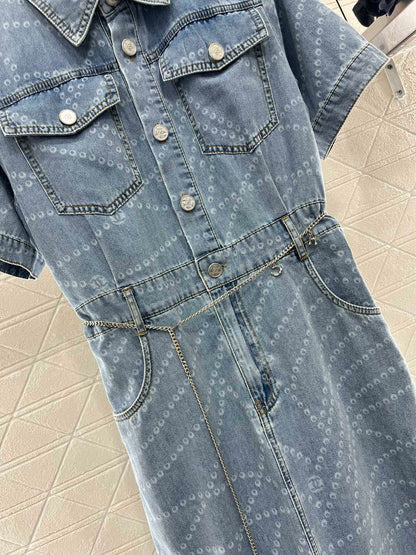 25SS Chain denim dress