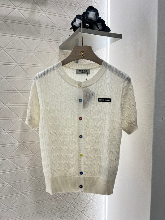 25SS Knitted short sleeved cardigan