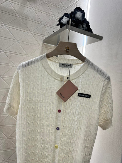 25SS Knitted short sleeved cardigan