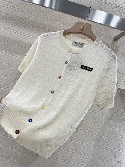 25SS Knitted short sleeved cardigan