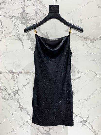 25SS Acetate rhinestone camisole dress