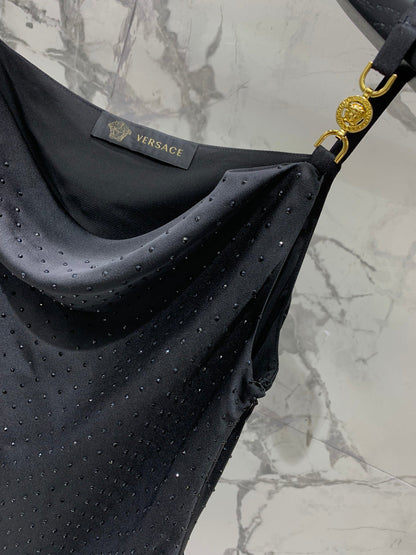 25SS Acetate rhinestone camisole dress
