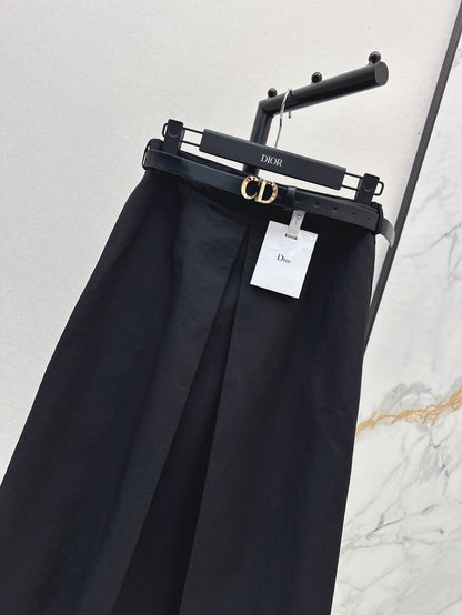 25SS Versatile black long skirt
