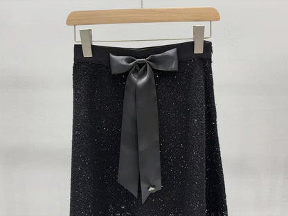 25SS Butterfly sequin knitted skirt