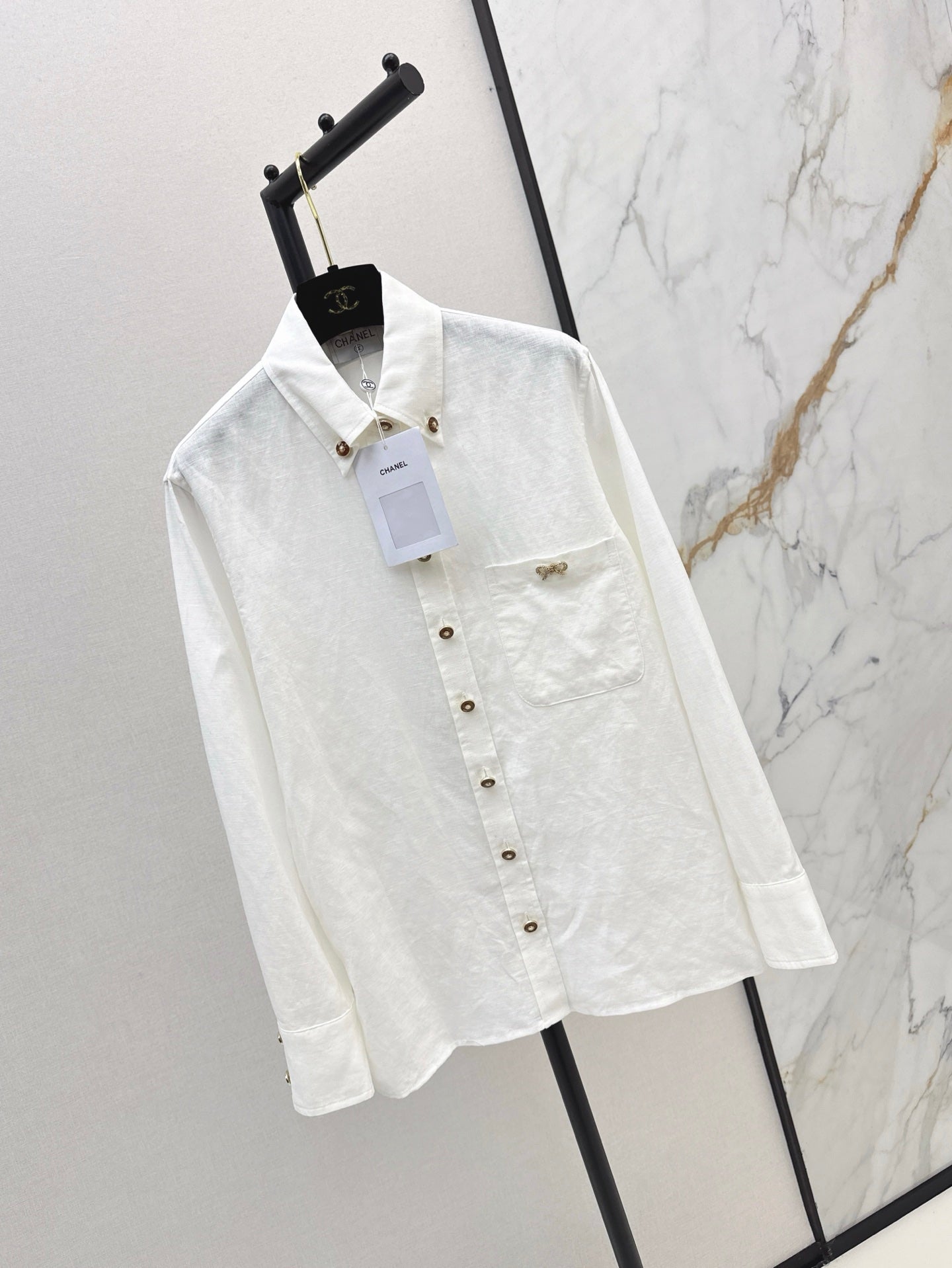 25SS  Customized hardware decoration linen shirt