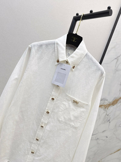 25SS  Customized hardware decoration linen shirt