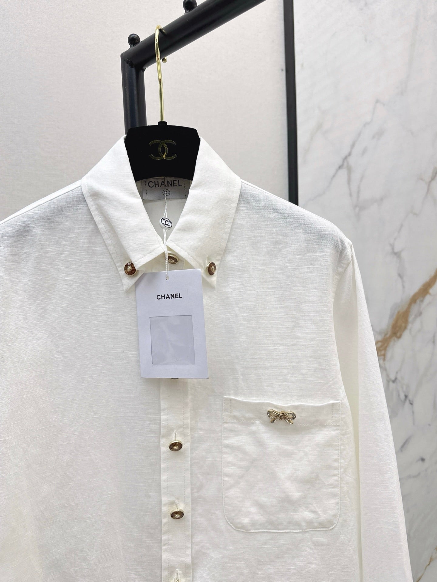 25SS  Customized hardware decoration linen shirt