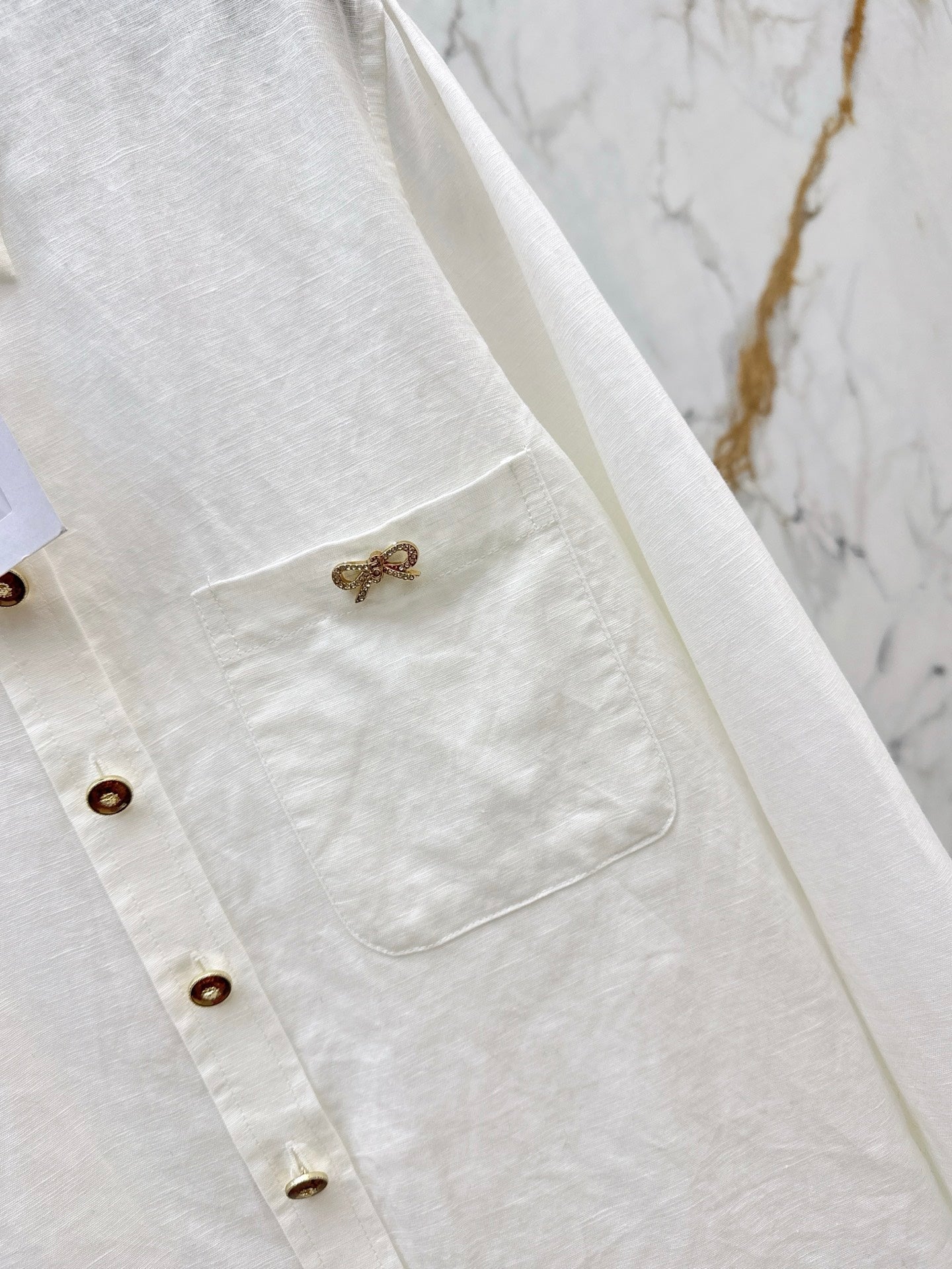 25SS  Customized hardware decoration linen shirt