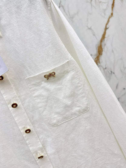 25SS  Customized hardware decoration linen shirt