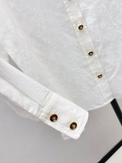25SS  Customized hardware decoration linen shirt