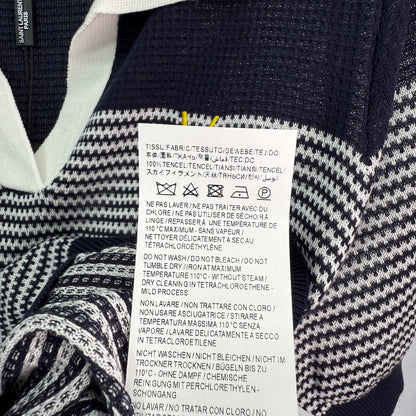 25 Wave striped lapel knit short sleeved shirt
