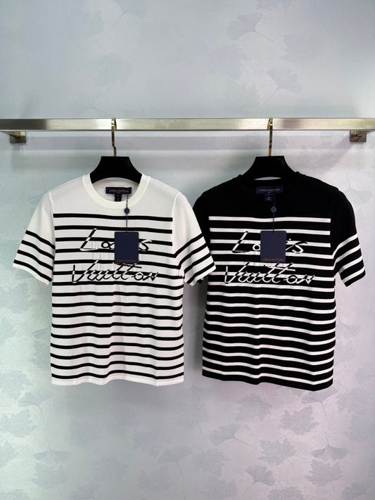 25 Striped Knitted Short Sleeve