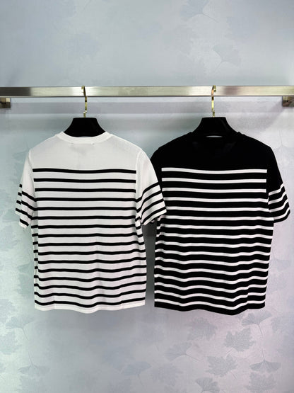 25 Striped Knitted Short Sleeve
