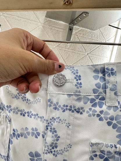 25 Printed Denim Jacket Shorts Set