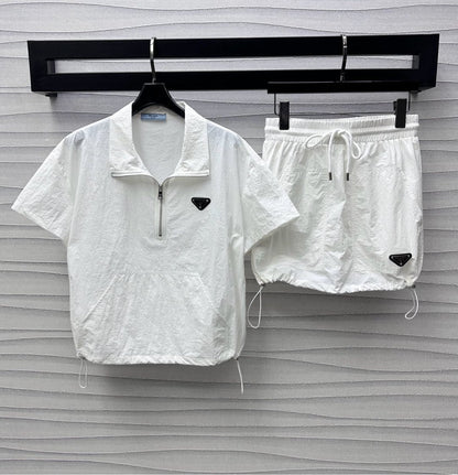 25 Lapel Blouse and Half Skirt Set