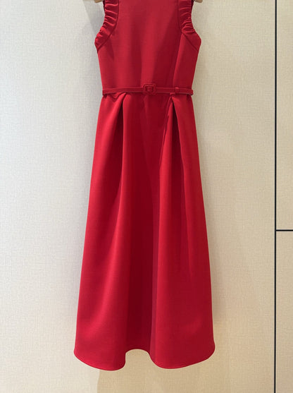 25 French Minimalist Ruffled Trim Sleeveless Dress