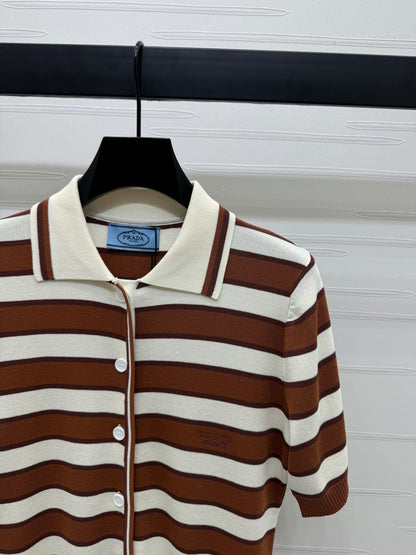 25 Lapel Striped Knit Short Sleeve Cardigan!