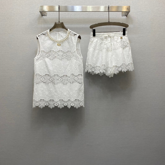 25  Embroidered Delicate Vest + Skirt Set