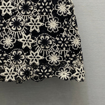 25  Embroidered Metal Button Embellished Design Vest Top Top Half Skirt Set