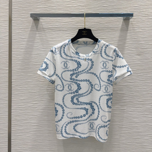 25 Flower Curve Pattern Short Sleeve