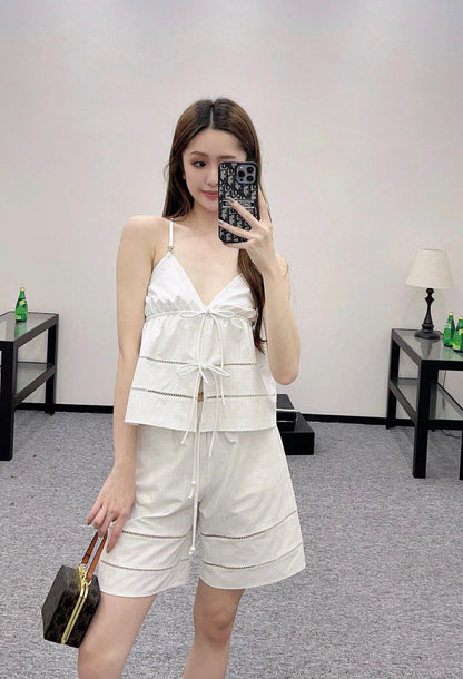 25 Deep V suspenders + shorts set
