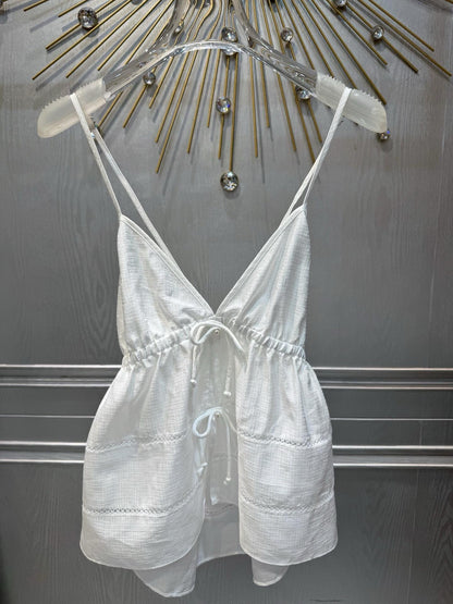 25 Deep V suspenders + shorts set