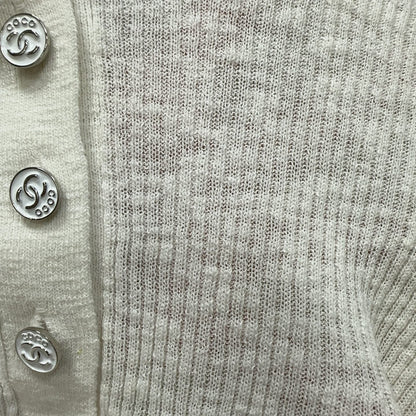 25 Crew neck logo button down short sleeve knit half cardigan