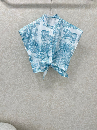 D 25 new jungle animal print Tie short shirt
