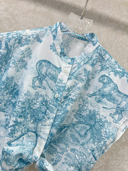D 25 new jungle animal print Tie short shirt