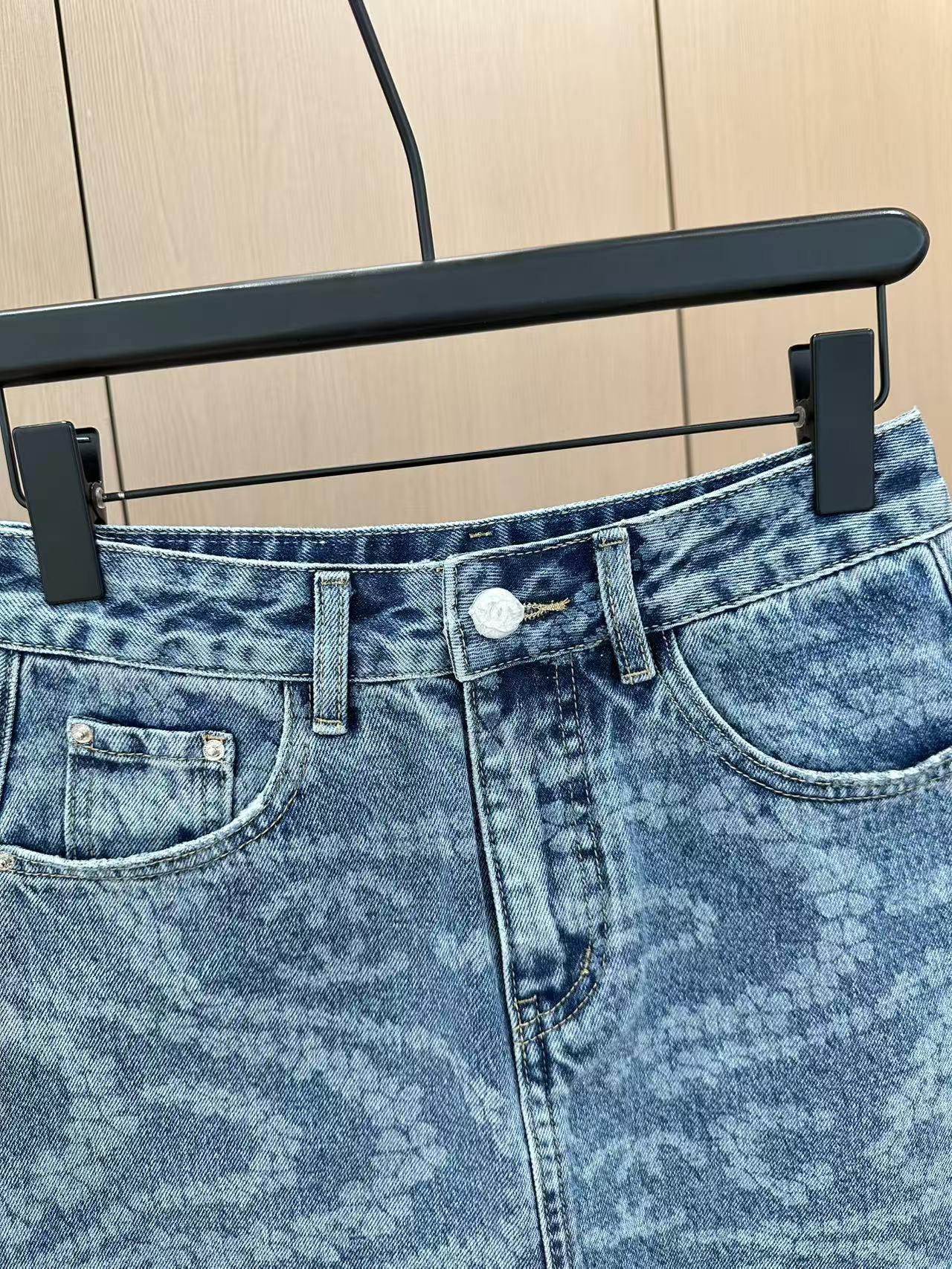 C 25 Printed Denim Half Skirt