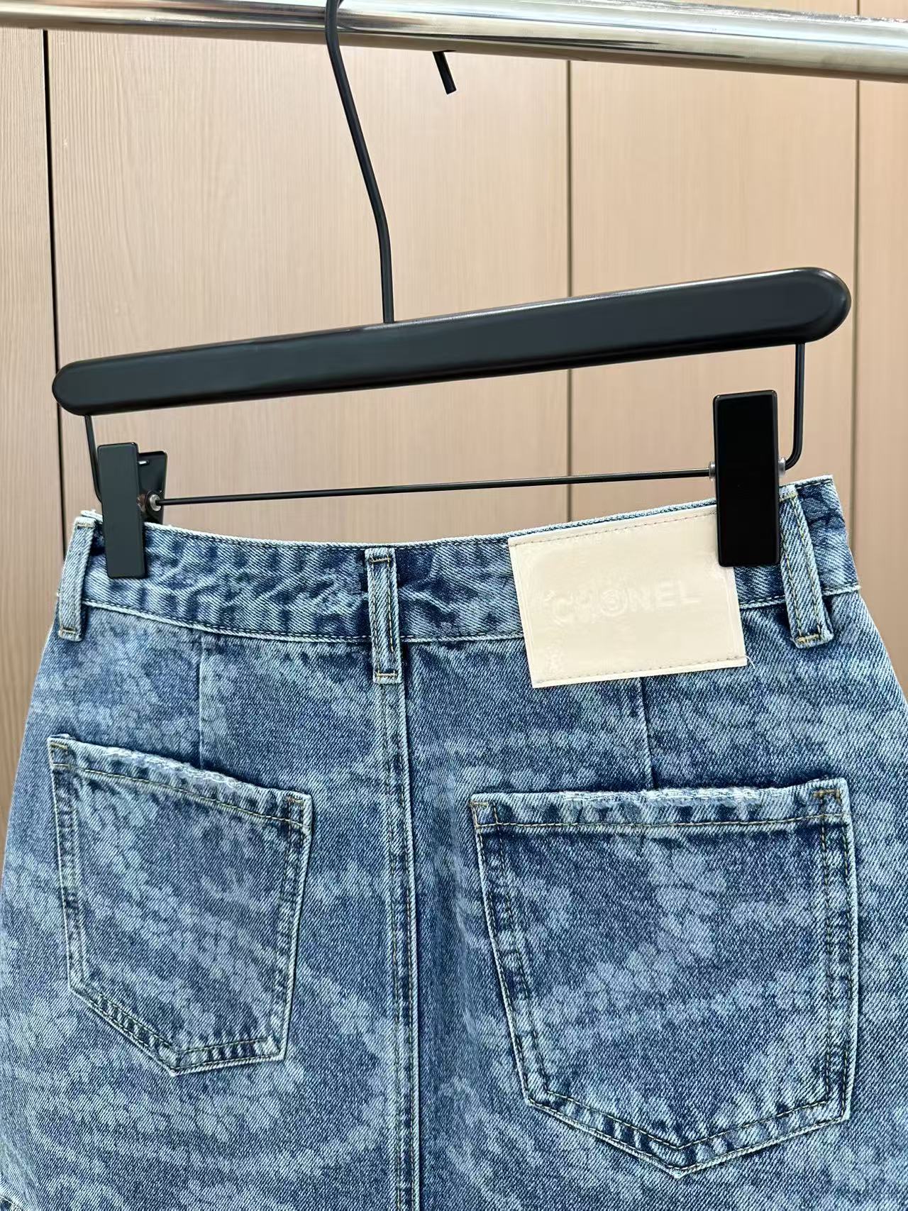 C 25 Printed Denim Half Skirt