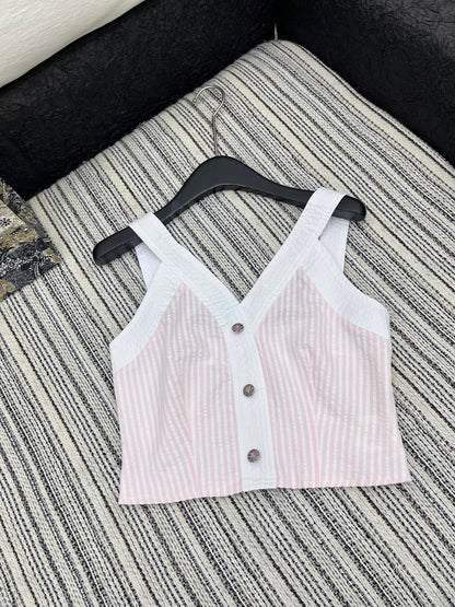 C 25 V-Neck Striped Camisole + Long Skirt Set
