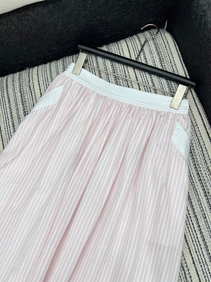 C 25 V-Neck Striped Camisole + Long Skirt Set