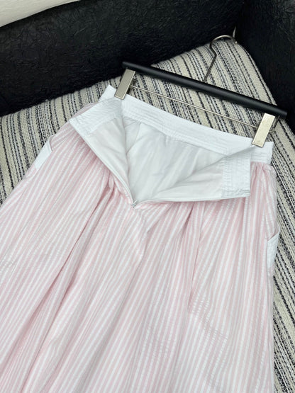C 25 V-Neck Striped Camisole + Long Skirt Set